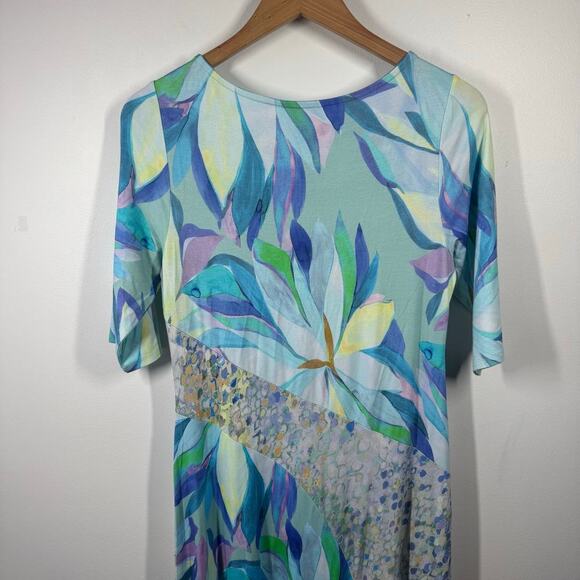 Soft Surroundings Stella Dress Women MP Painterly Blue Floral Maxi Spring Art - Picture 4 of 8